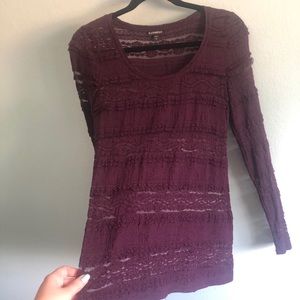 Express purple lace long sleeve top